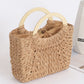 Camel Retro Straw Woven Handle Bag