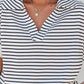 Black Stripe V Neck Tee and Casual Short Set