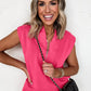 Fiery Red Quarter Zip Sleeveless Top Drawstring Shorts Casual 2pcs Outfit
