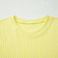 Yellow Cream Solid Color Textured Loose Tank Casual Shorts 2pcs Outfit