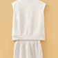 Fiery Red Quarter Zip Sleeveless Top Drawstring Shorts Casual 2pcs Outfit