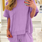 Mint Green Raw Edge Patch Pocket Oversized Top and Shorts Set