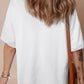 White Patriotic Sequin Bow Graphic Oversized Tee