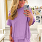 Mint Green Raw Edge Patch Pocket Oversized Top and Shorts Set
