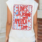 White Patriotic Flag Double Printed Mock Neck Tee
