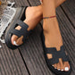 Beige Cutout Design Open Toe Platform Slippers (Run Small, Size Up)