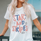 White STARS AND STRIPES Crew Neck Graphic Tee