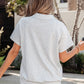Sky Blue Collared V Neck Tee Drawstring Elastic Waist Shorts 2pcs Outfit