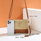 Beige Bow Pearl Decor Straw PU Leather Patched Crossbody Bag
