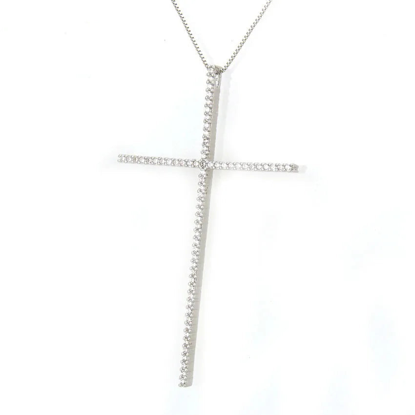 Large Pave Cross Necklace