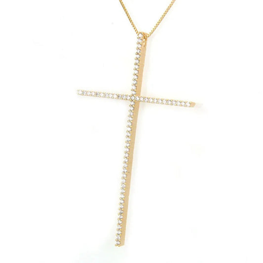 Large Pave Cross Necklace
