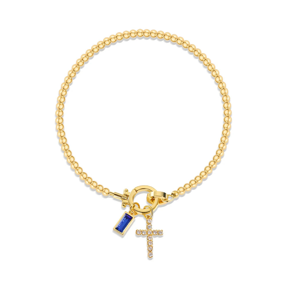Camden Crossing Charm Bracelet with Birthstone and Cross