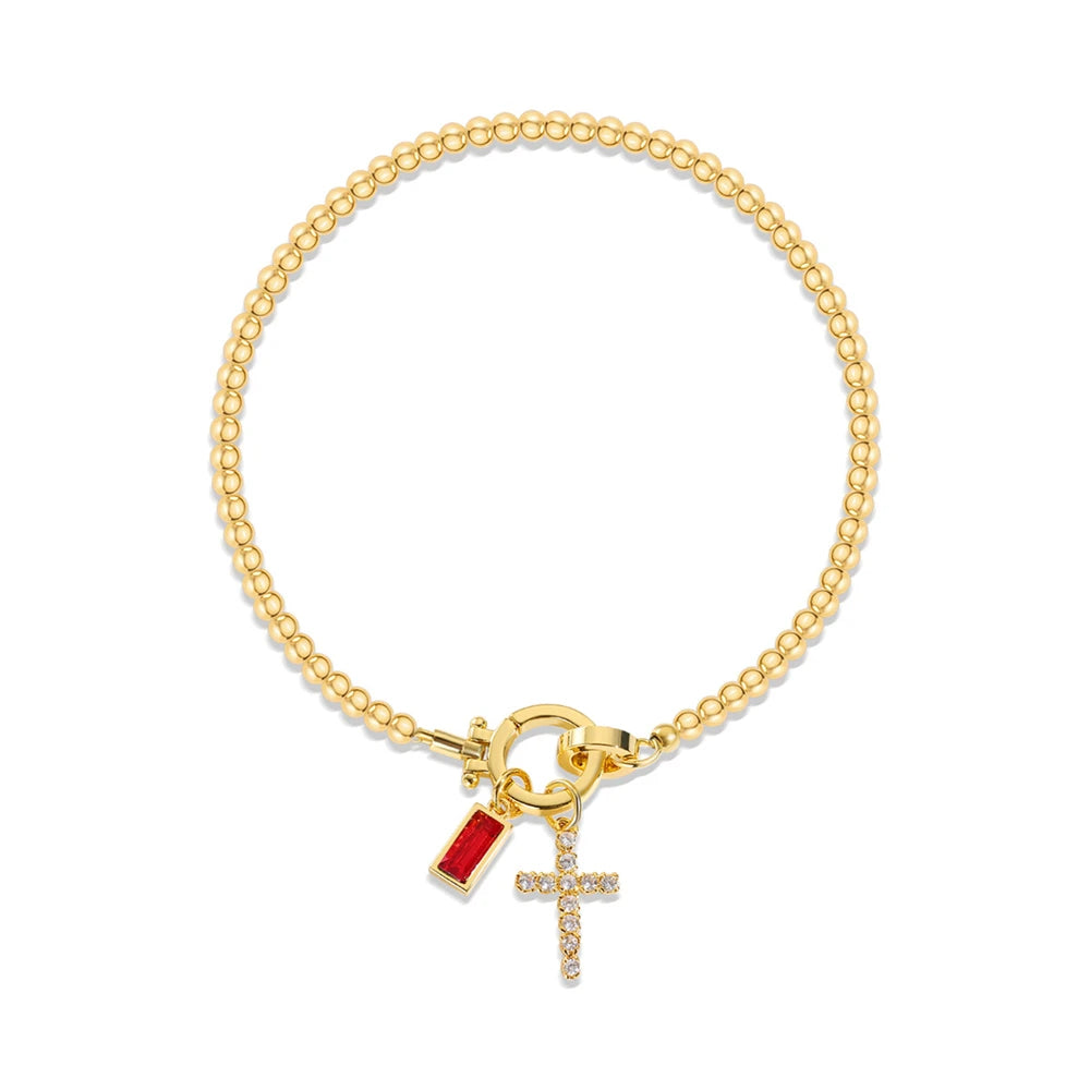 Camden Crossing Charm Bracelet with Birthstone and Cross