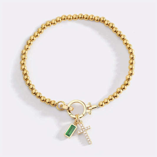 Camden Crossing Charm Bracelet with Birthstone and Cross
