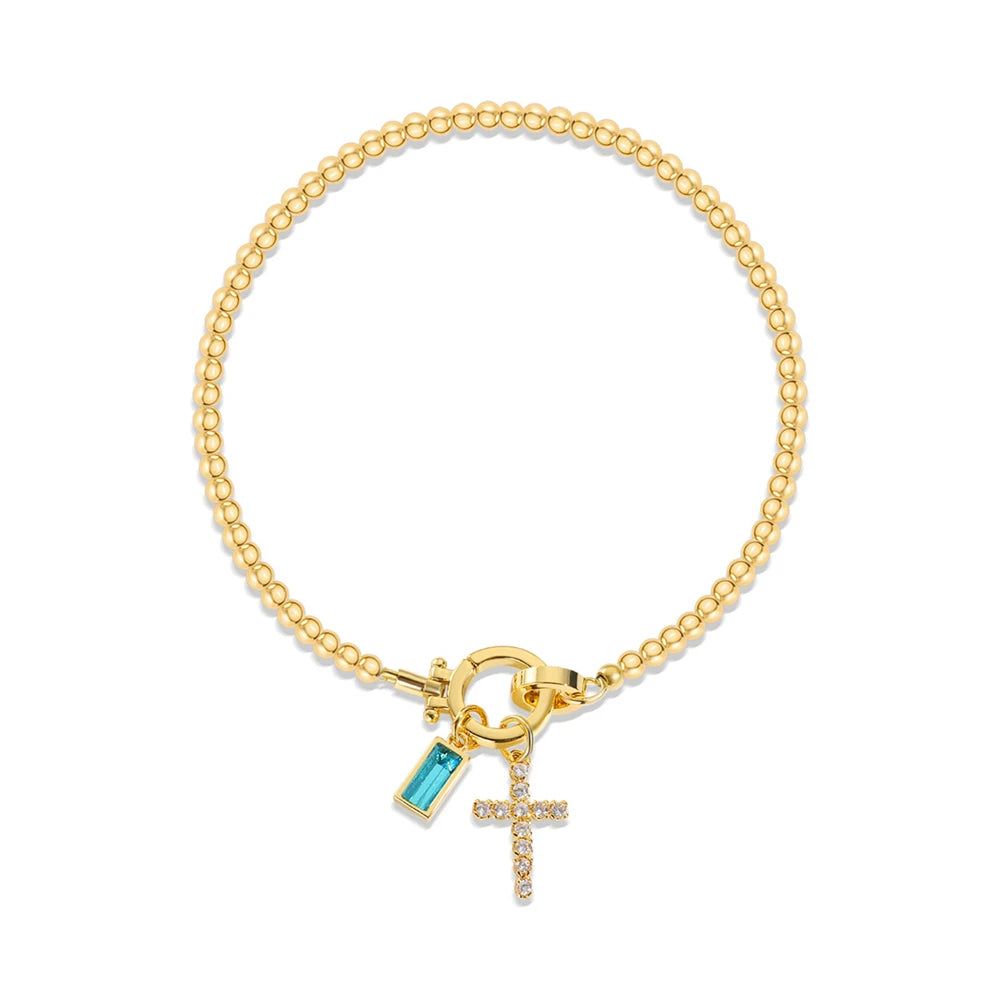 Camden Crossing Charm Bracelet with Birthstone and Cross