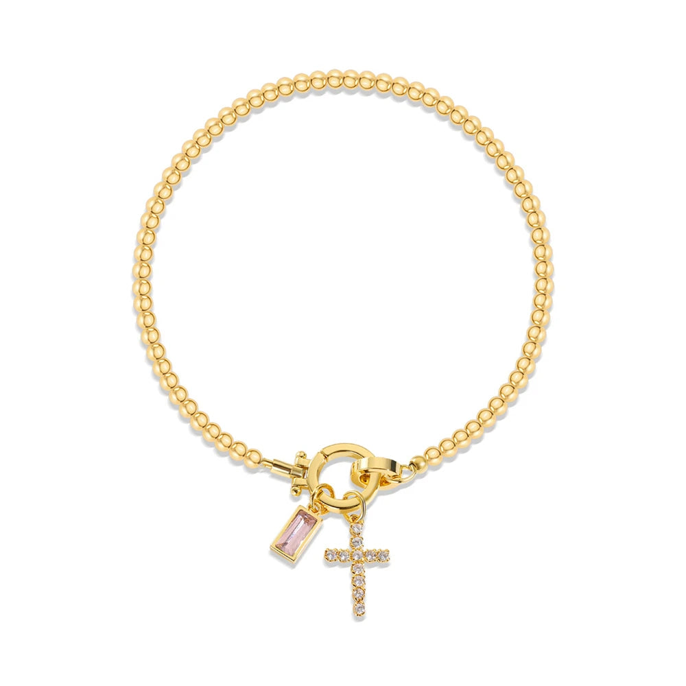 Camden Crossing Charm Bracelet with Birthstone and Cross