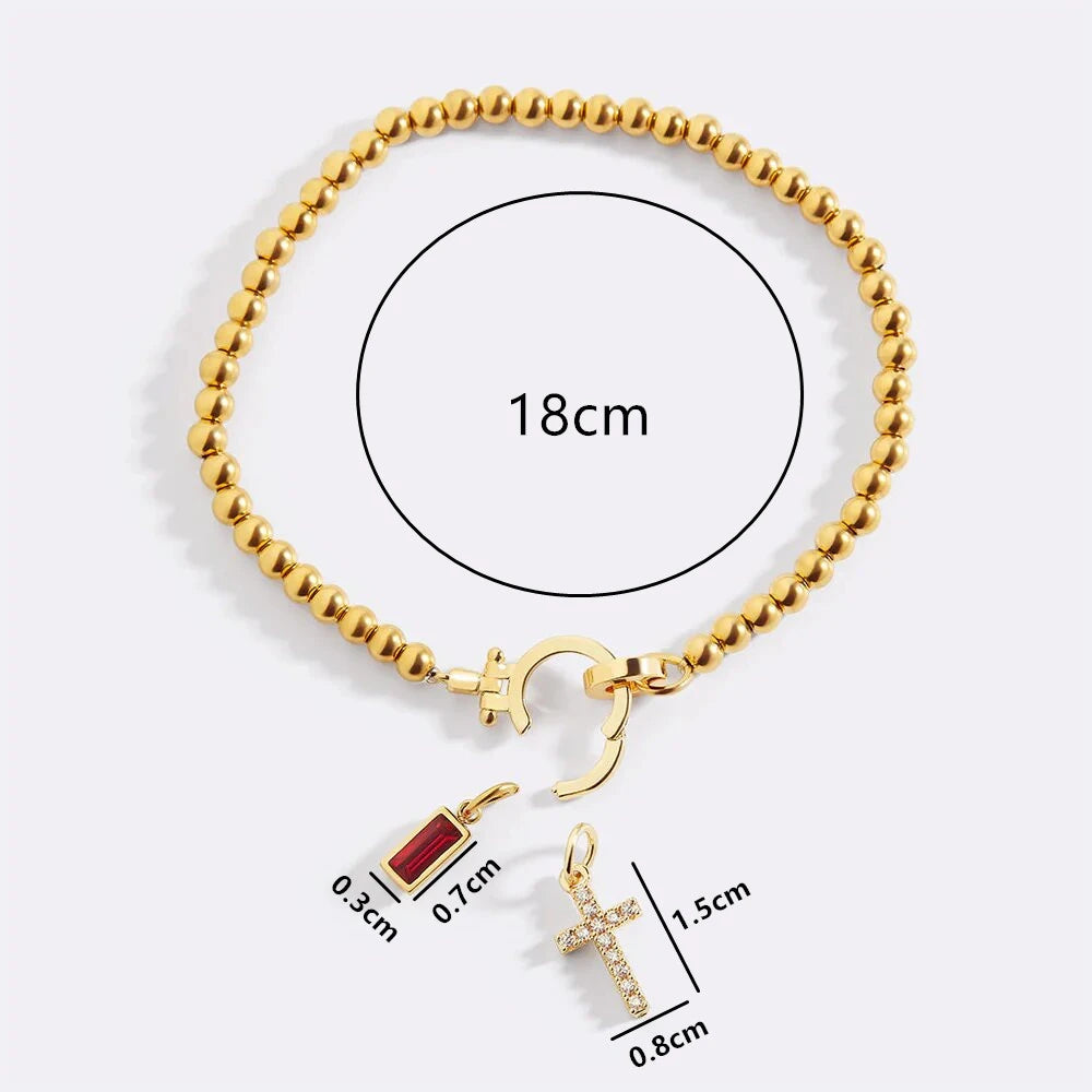 Camden Crossing Charm Bracelet with Birthstone and Cross