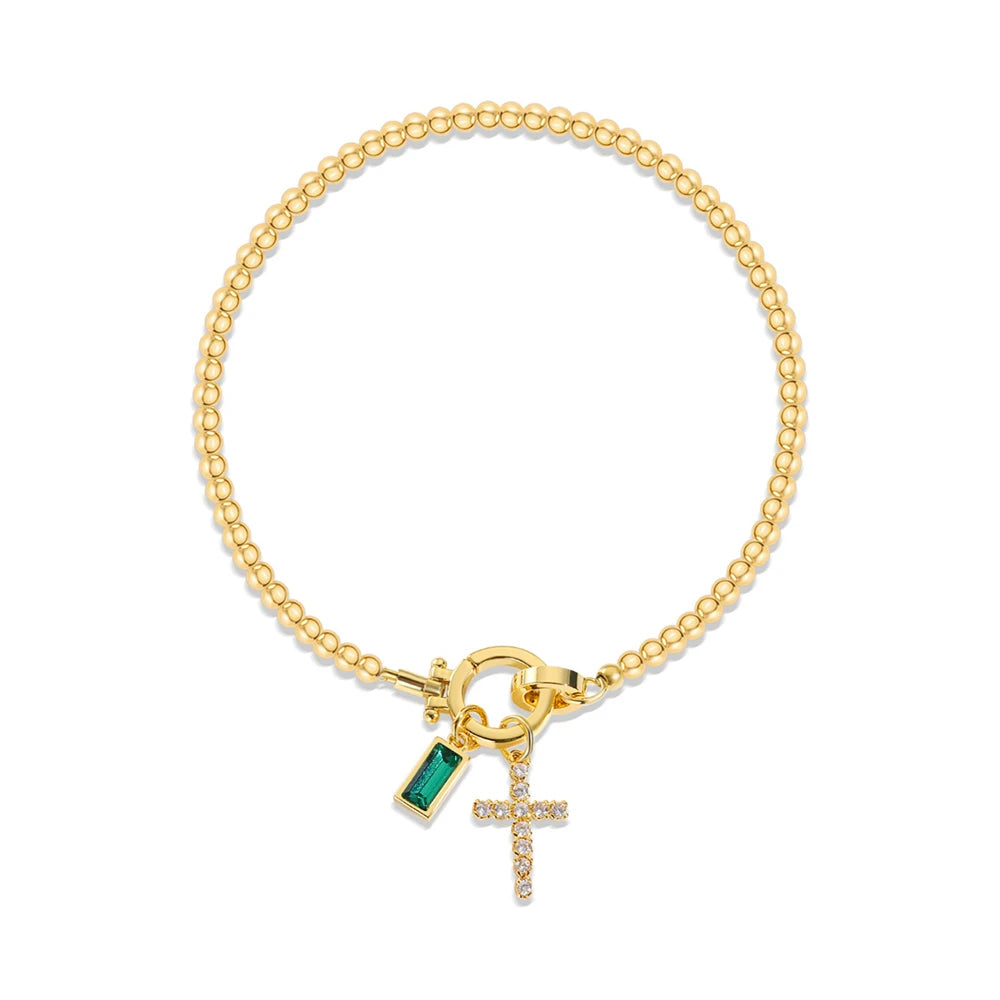 Camden Crossing Charm Bracelet with Birthstone and Cross