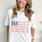 White USA Flag Bow Knot Print Round Neck T Shirt