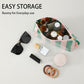 Dark Green Striped Vinyl Waterproof Tassel Zipper Makeup Bag