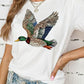 Khaki Flying Mallard Print Crew Neck T Shirt