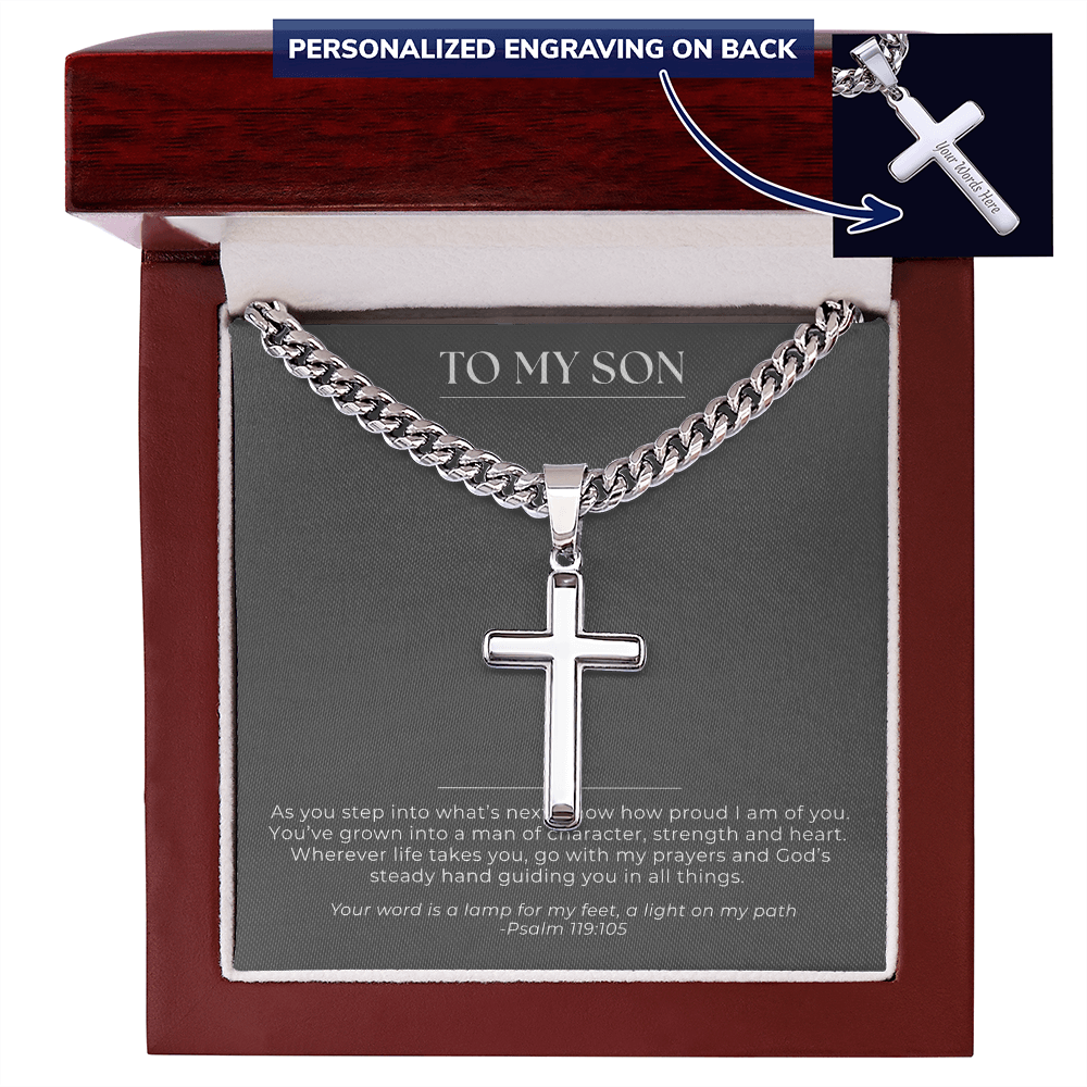 To My Son - Engraved Cross