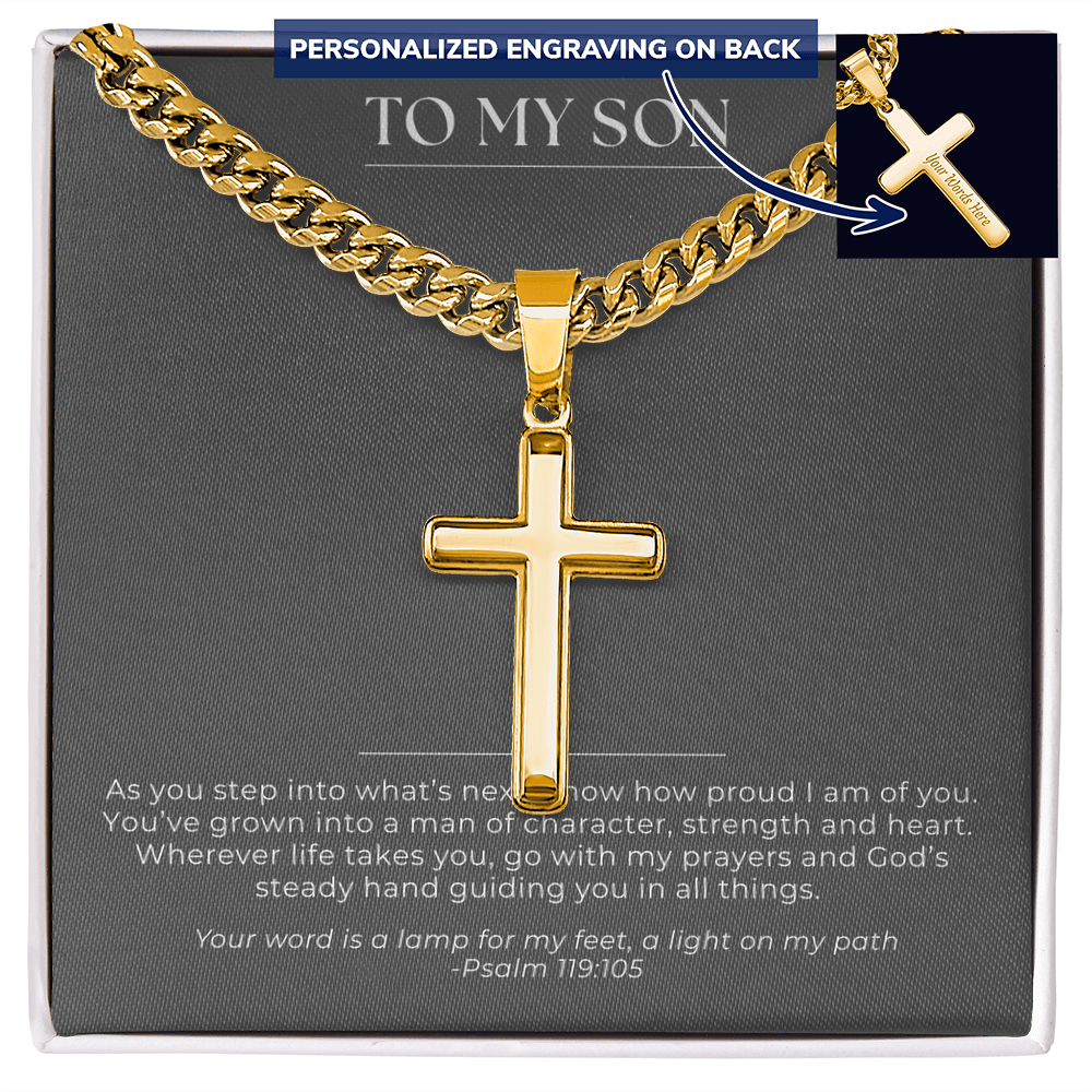 To My Son - Engraved Cross