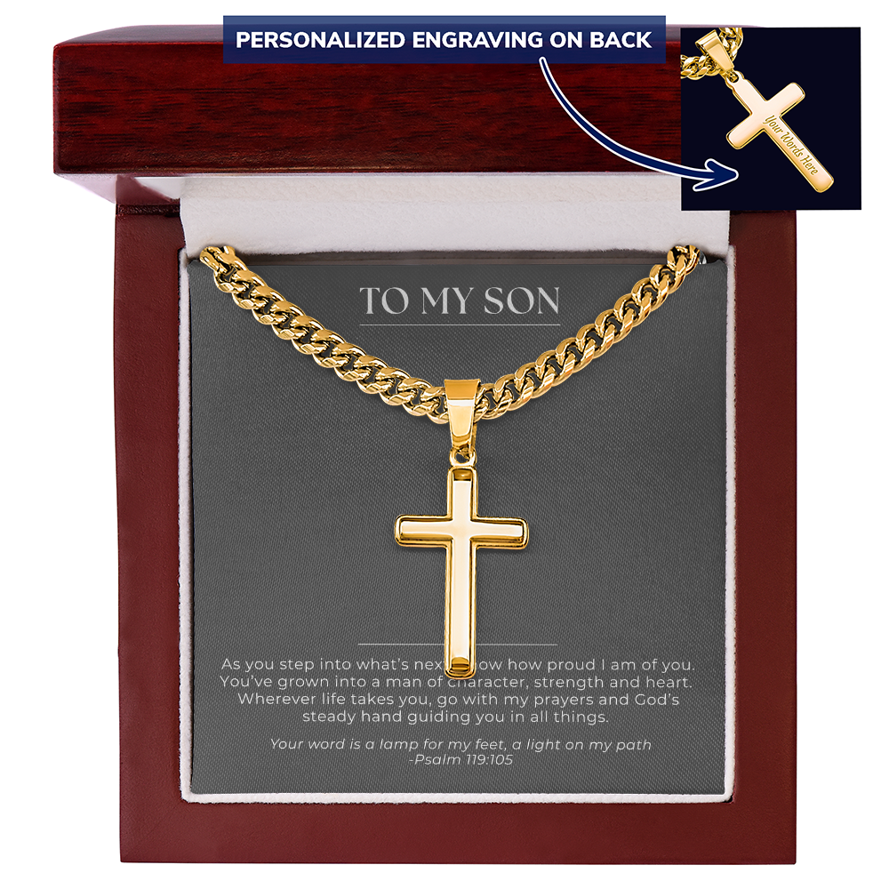 To My Son - Engraved Cross