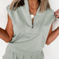 Fiery Red Quarter Zip Sleeveless Top Drawstring Shorts Casual 2pcs Outfit