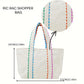 White Colorful Ricrac Detail Canvas Tote Bag