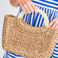 Camel Retro Straw Woven Handle Bag