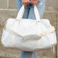 White Rhombus Textured Waterproof Travel Duffel Bag