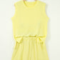 Yellow Cream Solid Color Textured Loose Tank Casual Shorts 2pcs Outfit