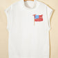 White Patriotic Flag Double Printed Mock Neck Tee