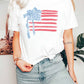 White American Flag Bow Knot Print Crew Neck T Shirt
