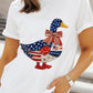 White Patriotic Patchwork Print Duck Graphic Tee