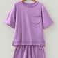 Mint Green Raw Edge Patch Pocket Oversized Top and Shorts Set