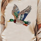 Khaki Flying Mallard Print Crew Neck T Shirt