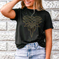 Black Rhinestone Western Pattern Cotton Blend Graphic T Shirt