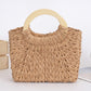 Camel Retro Straw Woven Handle Bag