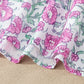 Sky Blue Floral Print Striped Patchwork Bow Knot Straps Mini Dress
