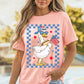 Pink America Goose 4th Of July Patriotic Flag Graphic T Shirt