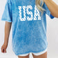 Blue USA Star Print Mineral Washed Cotton Tee