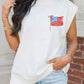 White Patriotic Flag Double Printed Mock Neck Tee