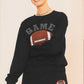 Black GAME DAY Rugby Football Graphic Pullover and Shorts Casual Outfit