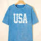 Blue USA Star Print Mineral Washed Cotton Tee