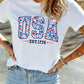 White USA Floral Print EST 1776 Patriotic Graphic Tee