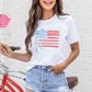 White American Flag Bow Knot Print Crew Neck T Shirt