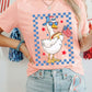 Pink America Goose 4th Of July Patriotic Flag Graphic T Shirt