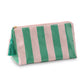 Dark Green Striped Vinyl Waterproof Tassel Zipper Makeup Bag